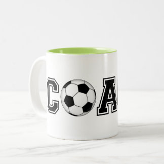 サッカー感謝していコーチあなたがコーヒー紅茶マグを贈る ツートーンマグカップ