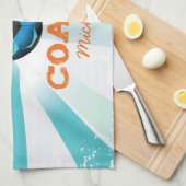 サッカー感謝していコーチ、オレンジのティール(緑がかった色)、ブルースターバー キッチンタオル (四つ折り)