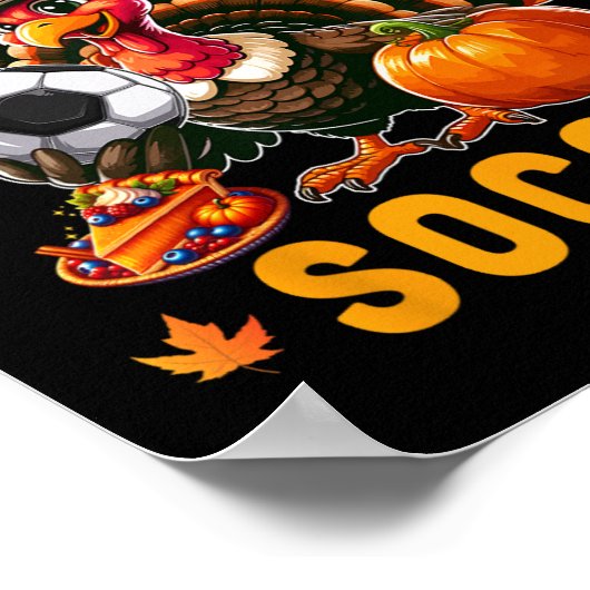 サッカー感謝の七面鳥のマッチングPに感謝する ポスター (角)