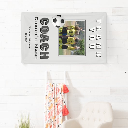 サッカー感謝コーチのチームフォト 横断幕 (インサイチュ)