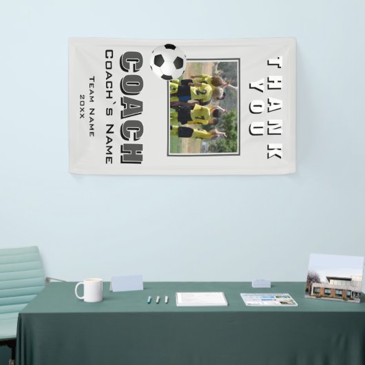 サッカー感謝コーチのチームフォト 横断幕 (トレードショー)