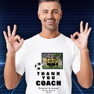 サッカー感謝コーチのチームフォト Tシャツ