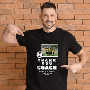 サッカー感謝コーチのチームフォト Tシャツ