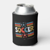 サッカー抽象芸術ワードアート – ミニマリスト 缶クーラー (缶正面)