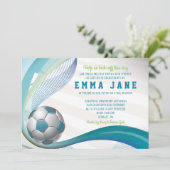 サッカー招待状ティール(緑がかった色) 招待状 (スタンド正面)