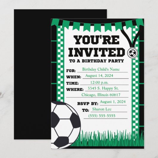 サッカー招待状 招待状 (正面/裏面)