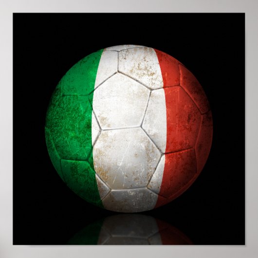 サッカー擦り切れたイタリアンのサッカーボール ポスター (正面)
