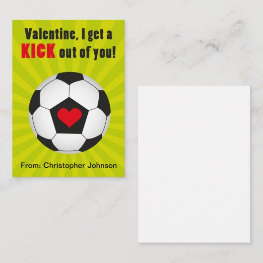 サッカー教室のバレンタイン子供へカード ノートカード (正面/裏面)