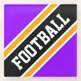 サッカー明はっきりしたるい紫ブラックスラントストライプボール ガラスコースター