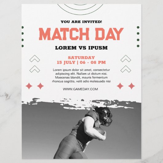 サッカー時計パーティの招待状サッカーゲームデー チラシ (正面)