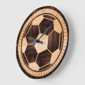 サッカー時計、サッカー時計、3D木製 ラージ壁時計 (傾斜)