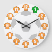 サッカー時計 – 古い金ゴールドシャツ ラージ壁時計 (正面)