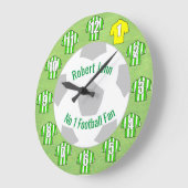 サッカー時計 – 緑シャストライプのツ ラージ壁時計 (傾斜)