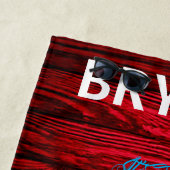 サッカー最初のタッチダウン赤い木材ビーチタオル ビーチタオル (インサイチュ)