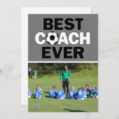 サッカー最高のコーチエバーカスタムの写真ありがとう サンキューカード (正面/裏面)