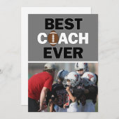 サッカー最高のコーチエバーカスタムの写真ありがとう サンキューカード (正面/裏面)