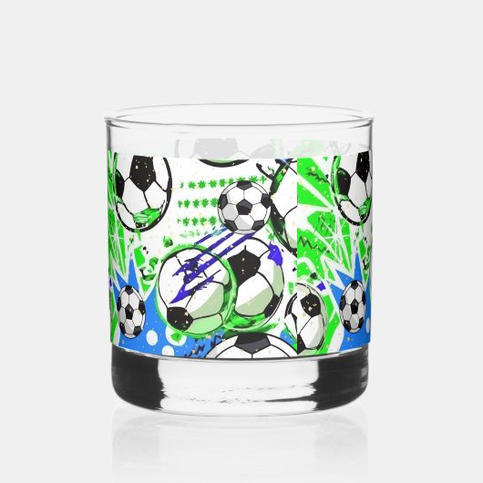 サッカー柄スタイル ウイスキーグラス (正面)