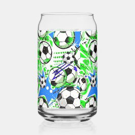 サッカー柄スタイル ガラス缶
