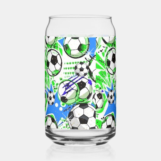 サッカー柄スタイル ガラス缶 (正面)