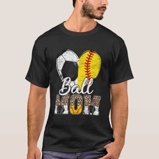 サッカー母 軟式ママ ヒョウ柄 スポーツママ Tシャツ (正面)