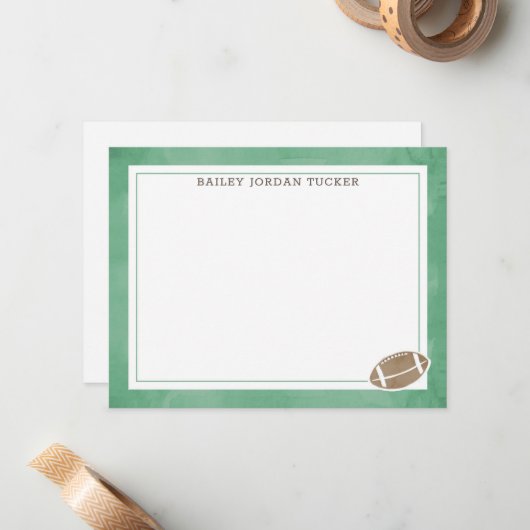 サッカー水彩緑文房具ノートカード ノートカード (正面/裏面インサイチュ)