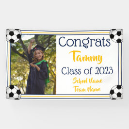 サッカー海軍と金ゴールド一写真卒業 横断幕