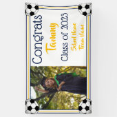 サッカー海軍と金ゴールド一写真卒業 横断幕 (縦)