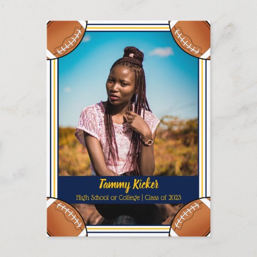 サッカー海軍と金ゴールド卒業 案内ポストカード (正面)