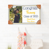 サッカー海軍と金ゴールド1写真卒業 横断幕 (インサイチュ)