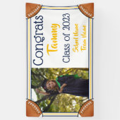 サッカー海軍と金ゴールド1写真卒業 横断幕 (縦)