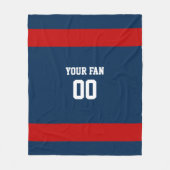 サッカー深いブルー、レッド&ホワイトパーソナライズされた フリースブランケット (正面)