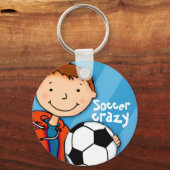 サッカー熱狂するブルースポーツキッズサッカーキーチェーン キーホルダー (正面)
