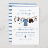 サッカー物干しベビーシャワー招待状 招待状 (正面/裏面)