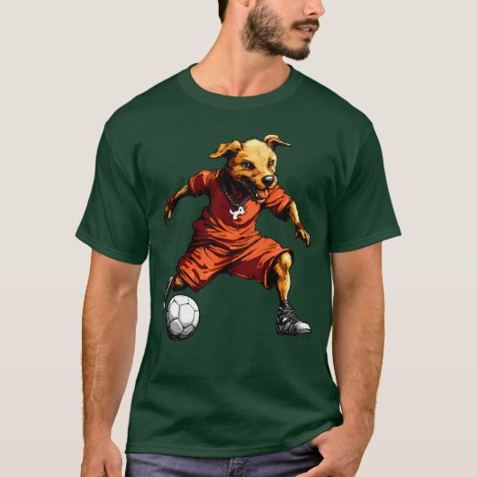 サッカー犬の友人の女の子 Tシャツ (正面)