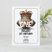 サッカー王金ゴールド王冠フォトバック1歳の誕生日 招待状 (スタンド正面)