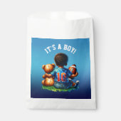 サッカー男の赤ちゃんとテディ赤ちゃんシャワー男の子 フェイバーバッグ (正面)