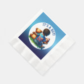 サッカー男の赤ちゃんとテディ赤ちゃんシャワー男の子 縁ありランチョンナプキン (角)