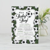 サッカー男の赤ちゃんの赤ちゃんシャワー 招待状 (スタンド正面)