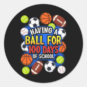 サッカー男子を売るサッカースクール100日目 ラウンドシール (正面)