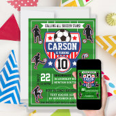 サッカー男子サッカーフィールド誕生日パーティー 招待状