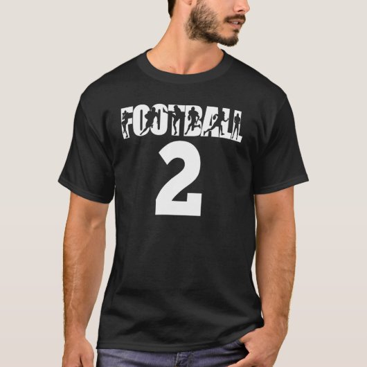 サッカー番号2マイフットボールお気に入りの選手の数 Tシャツ (正面)
