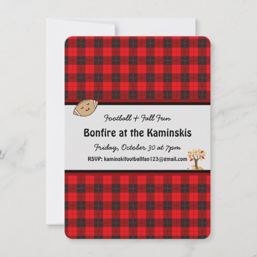 サッカー秋おもしろい焚き火カスタマイズ可能招待状 招待状 (正面)