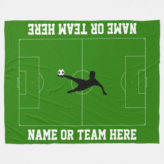 サッカー競技場およびプレーヤーあなたの文字 フリースブランケット (正面(横))