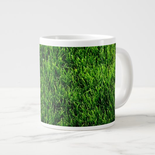 サッカー競技場からの芝生の質 ジャンボコーヒーマグカップ (正面右)