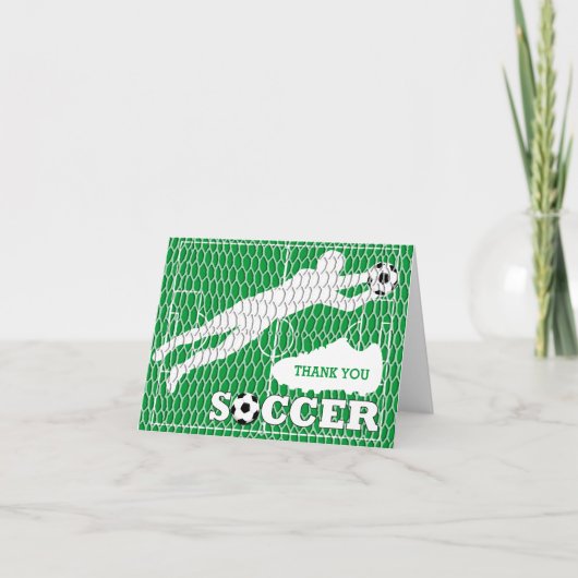 サッカー競技場の靴のゴールの挨拶状ありがとう サンキューカード (正面)