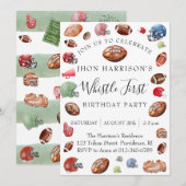 サッカー第1誕生日第1誕生日 招待状 (正面/裏面)