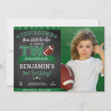 サッカー第2バースデーフォト招待状ブラック