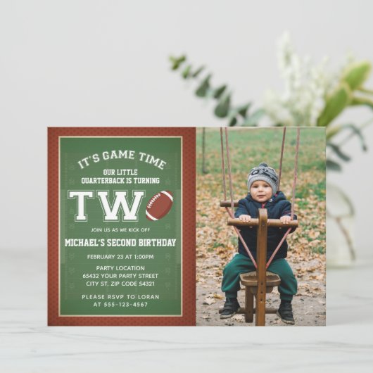 サッカー第2誕生日写真 招待状 (スタンド正面)