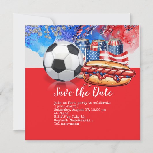 サッカー第4回7月の独立記念日アメリカ 招待状 (正面)