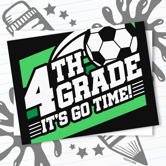 サッカー第4級サッカー初日新学期 ポストカード